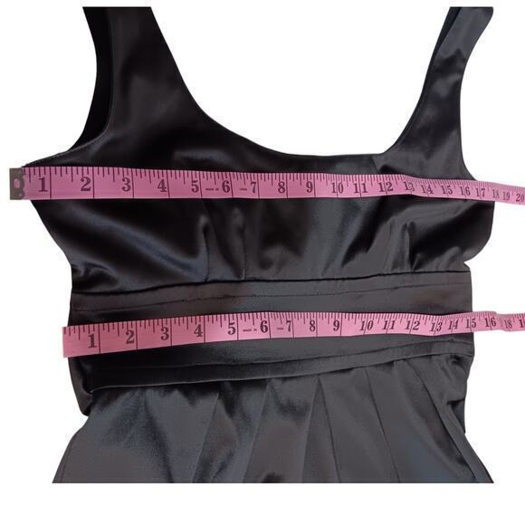 VINTAGE Y2K Dress Babydoll Pleated Satin Tie Belt Cocktail Party‎ Size 9 Medium - Picture 6 of 9